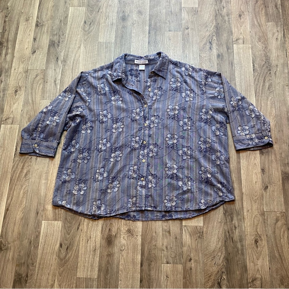 Maggie & Max Blue Hawaiian Floral Shirt Women’s 3X